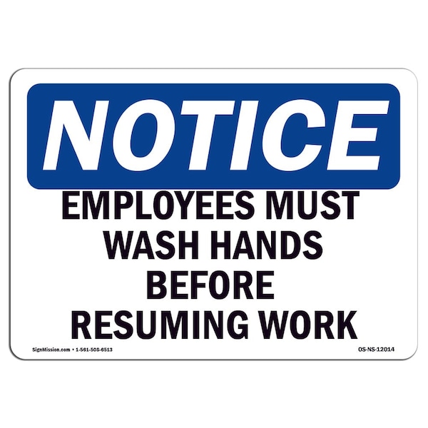 OSHA, Employees Wash Hands Before Work, 24in X 18in Peel And Stick Wall Graphic, NS-RD-1824-L-12014